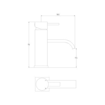 Clove Basin Mixer Technical Drawing