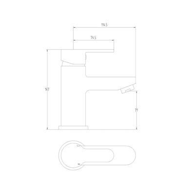 Pop Basin Mixer Technical Drawing