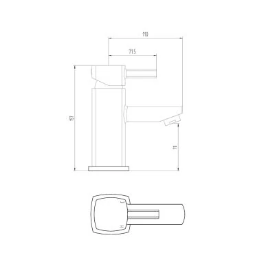 Sophie Basin Mixer Technical Drawing