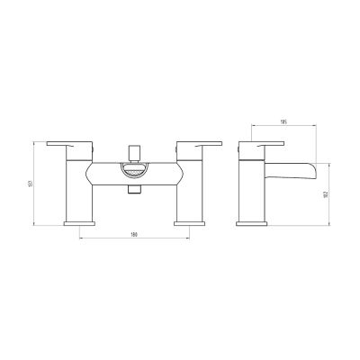 Carysil Spa Bath Shower Mixer Technical Drawing
