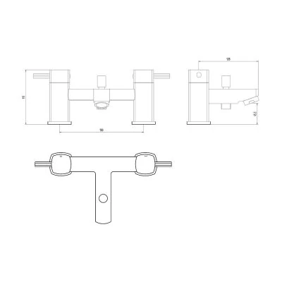 Carysil Sophie Bath Shower Mixer Technical Drawing