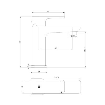 Carysil Razor Basin Mixer Technical Drawing