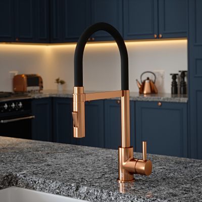Carysil Tube Spray Tap in Copper with Black Velvet Tube