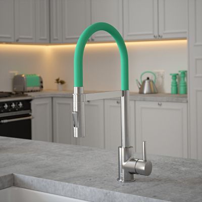 Carysil Tube Spray Tap in Nickel with Aqua Sea Tube