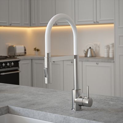 Carysil Tube Spray Tap in Nickel with Ghost White Tube