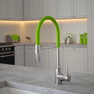 Carysil Tube Tap Without Spray Function in Nickel with Green Tea Tube