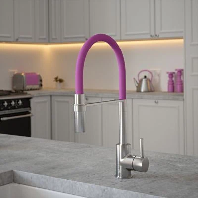 Carysil Tube Tap Without Spray Function in Nickel with Mulberry Wine Tube