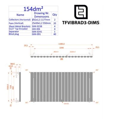 Vibrance Radiator 3 Line Drawings from Carysil