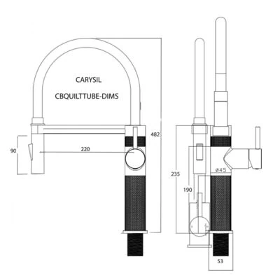 Alternative view of Quilt Diamond Carved Tube Spray Tap in Black