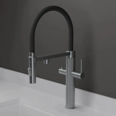 Quitlt 4 in 1 Instant Hot Tap Brushed Nickel with Black Tube