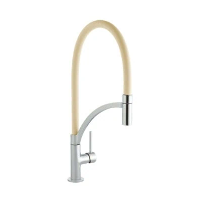 Single Lever Tube Kitchen Mixer Chrome with Champagne Hose