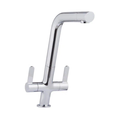 Round Twin Lever Kitchen Mixer - Chrome