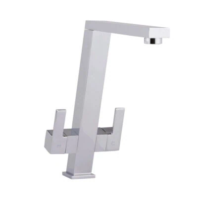 Square Twin Lever Kitchen Mixer - Chrome