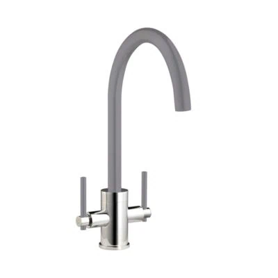 Twin Lever Kitchen Mixer Chrome with Grey Spout and Handles