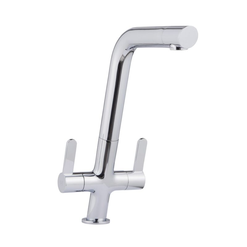 Round Twin Lever Kitchen Mixer - Chrome
