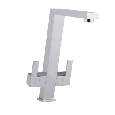Square Twin Lever Kitchen Mixer - Chrome