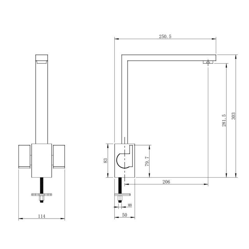 Qube Twin Lever Kitchen Mixer - Chrome - Image 2