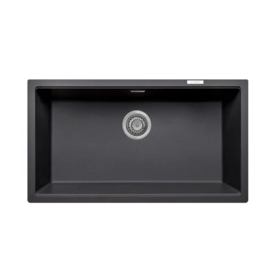 DeSanti Vomano Granite Large Single Bowl Sink - Undermount - Black