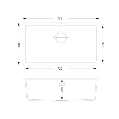 Alternative view of DeSanti Vomano Granite Large Single Bowl Sink - Undermount - Black