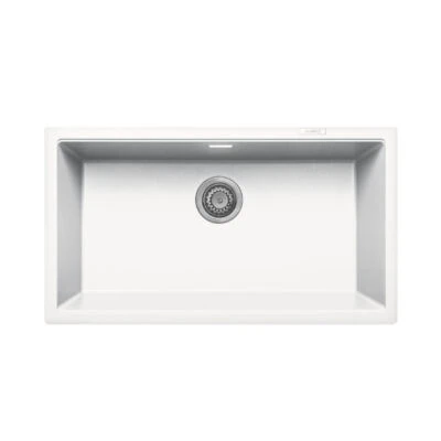 DeSanti Vomano Granite Large Single Bowl Sink - Undermount - White