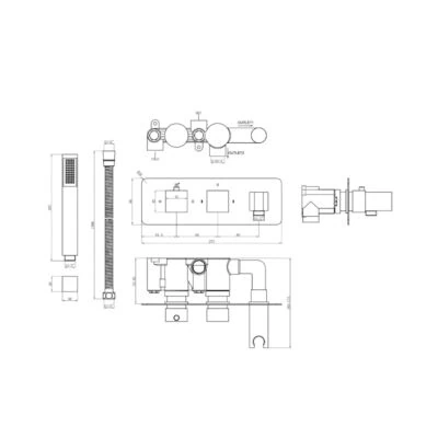 Alternative view of Square 2 Function Shower Valve inc Handshower